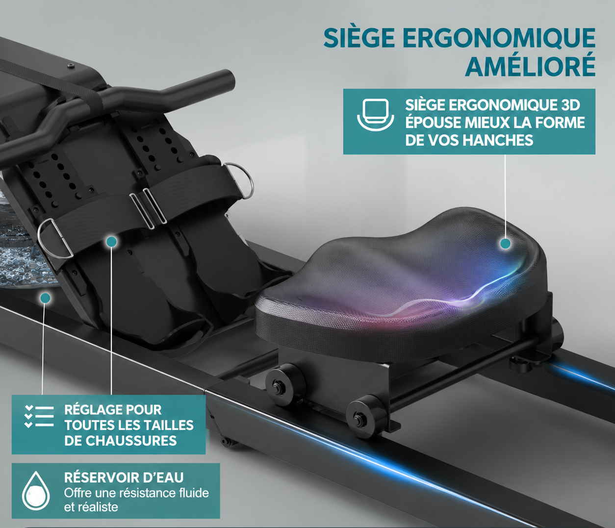 Endurioz W2 – Rameur à Eau Pliable Bluetooth